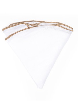 White Linen/Golden Rod Trim Linen Pocket Circle